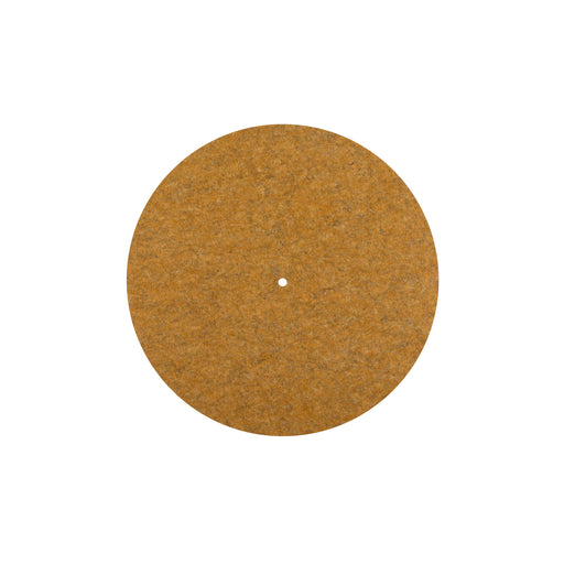 Round felt turntable mat, golden brown.