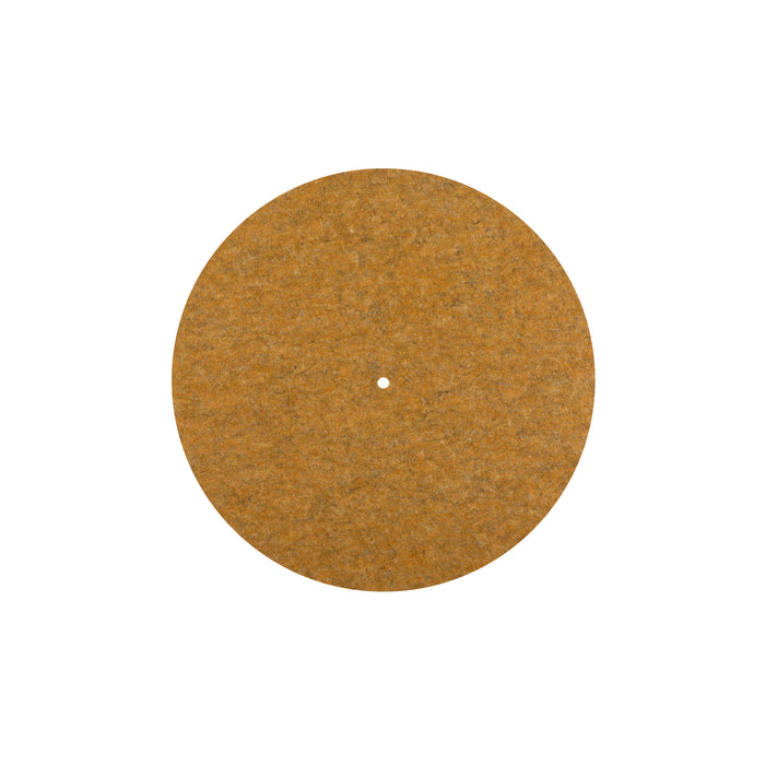 Round felt turntable mat, golden brown.