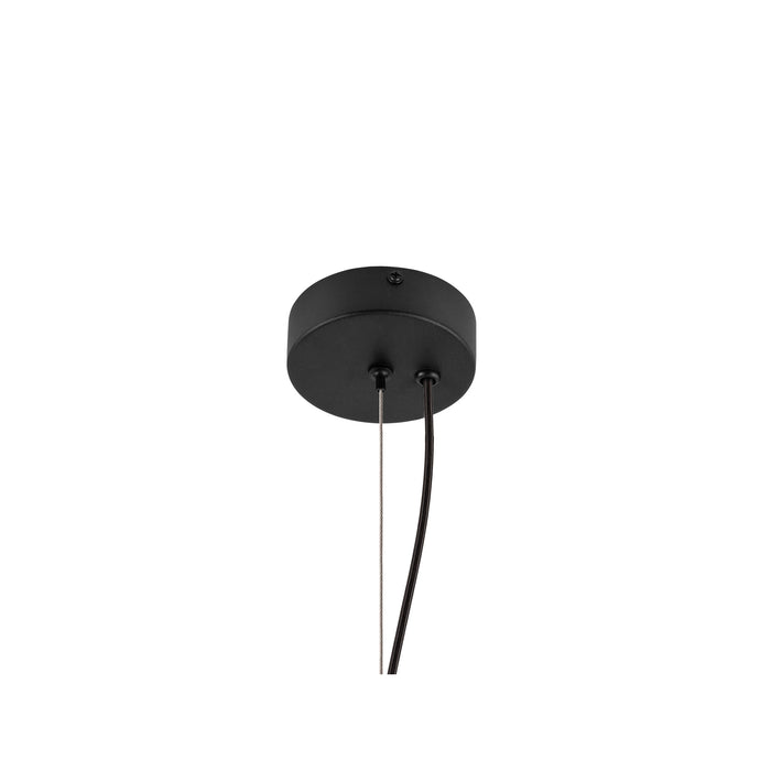 Ceiling mount of a pendant light fixture; black finish.