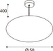 Technical drawing of a round pendant light fixture, dimensions 400mm height, 50mm diameter.
