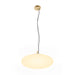 Glass pendant light fixture with a gold finish and ceiling mount.
