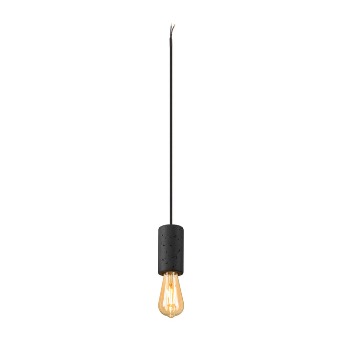 Black concrete pendant light fixture with Edison bulb.