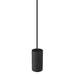 Black concrete pendant light fixture with a cylindrical shape and cord mounting.