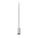 Concrete pendant light fixture, cylindrical shape, gray finish, suspended mounting.