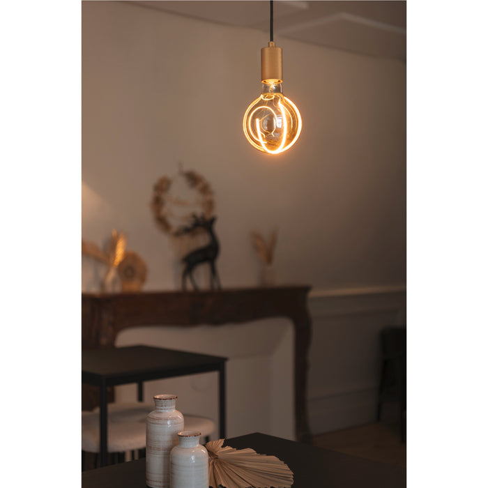SLV 1010421 FITU PD, E27, ribbed, pendant light, pendant length 500 cm, open cable end, 1 x max. 15W, gold (MD20)