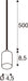 Technical drawing of a pendant light fixture with dimensions.