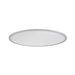 Gray metal flush mount ceiling light fixture with white diffuser.