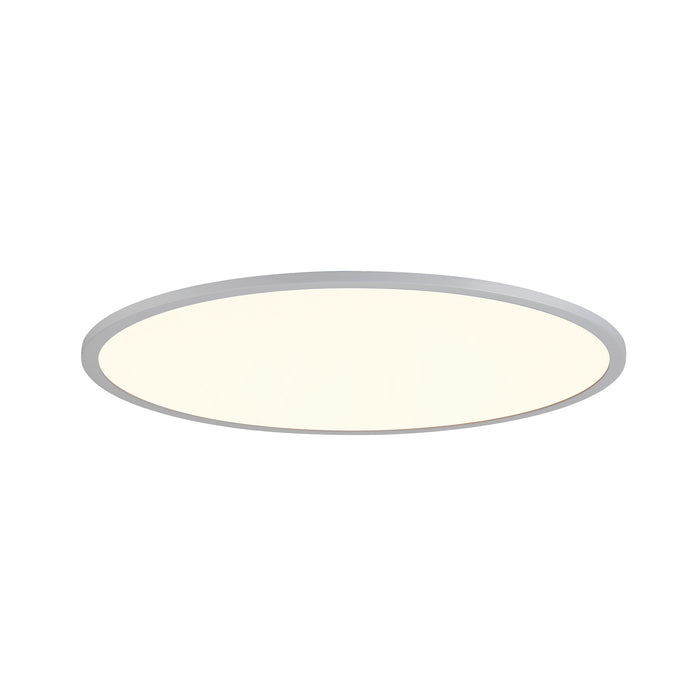 Round LED ceiling light, flush mount, gray finish.
