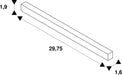 Technical drawing of a white rectangular bar with dimensions.