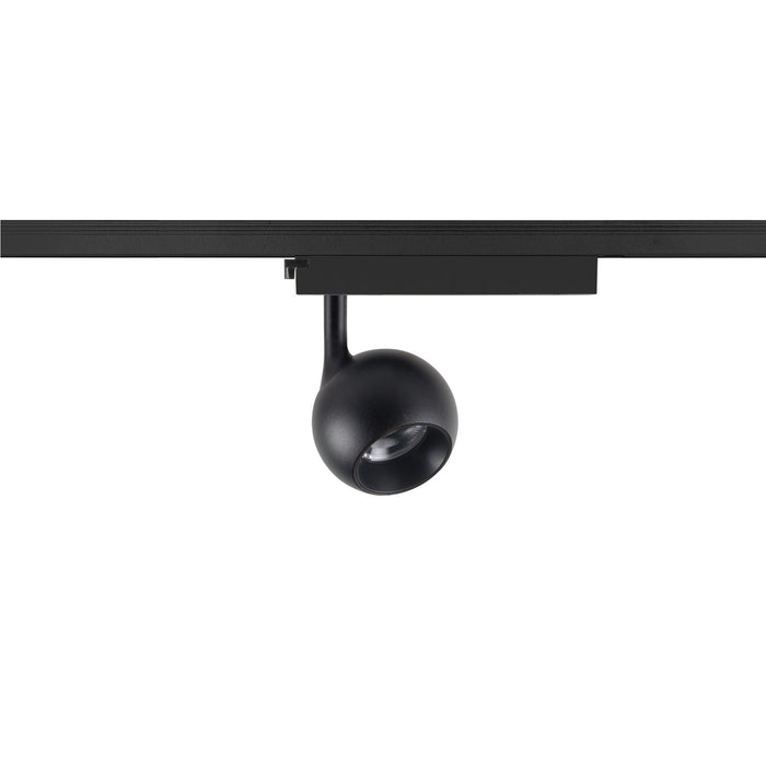 Black metal track lighting fixture with a matte finish.