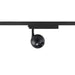 Black metal track lighting fixture with a matte finish, track mounted.