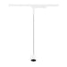 White track lighting fixture with a spherical pendant, black cord.