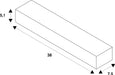 Technical drawing of a rectangular prism with dimensions 38, 7.5, and 5.1.