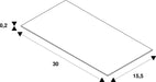 Technical drawing of a white rectangular panel with dimensions 30 x 15.5 x 0.2.