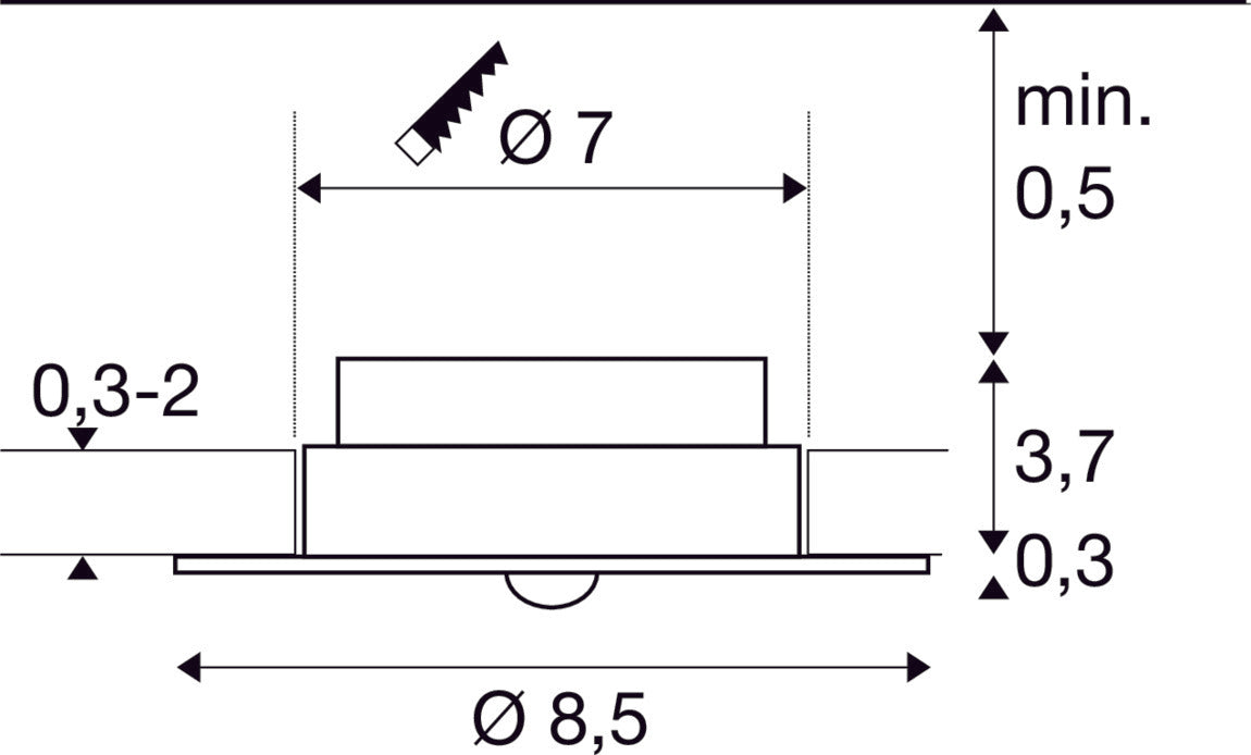 Technical drawing of a metal component with a matte finish, featuring dimensions in millimeters, designed for precise mounting applications.