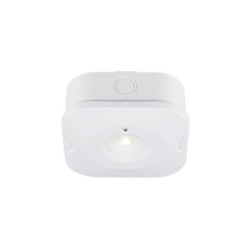 White plastic LED ceiling light fixture, flush mount.