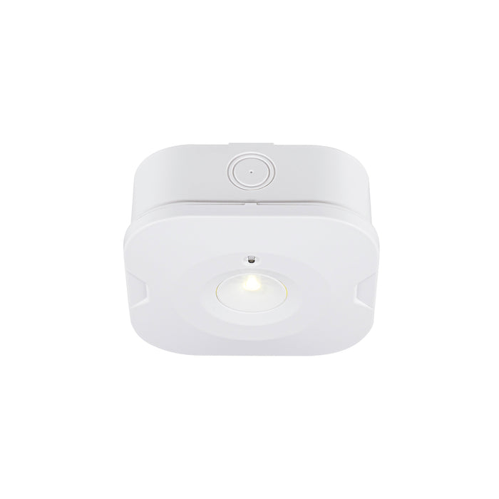 White plastic LED ceiling light fixture, flush mount.