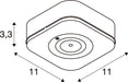 Line drawing of a square, surface-mounted sensor with dimensions.