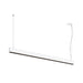 Modern linear LED pendant light, white finish, suspended mounting.