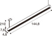 Technical drawing of a suspended linear LED light fixture with dimensions.