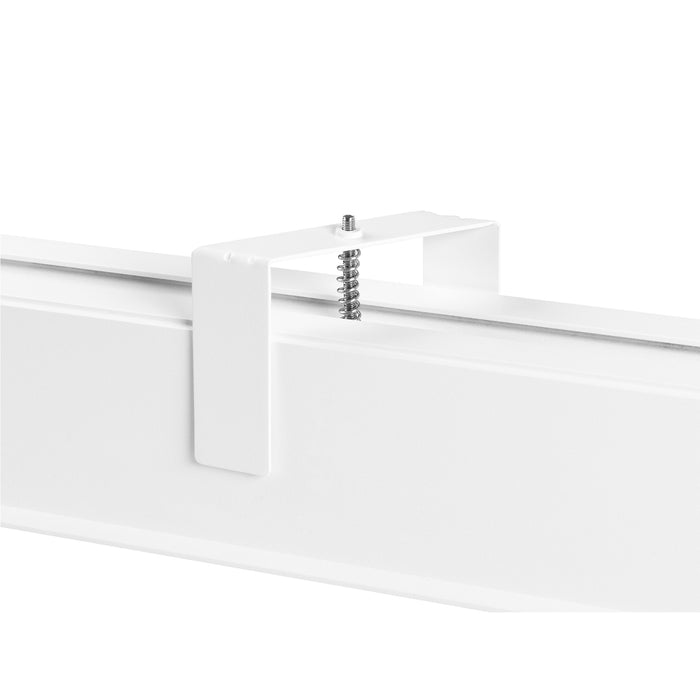 White metal track lighting system with surface mount.
