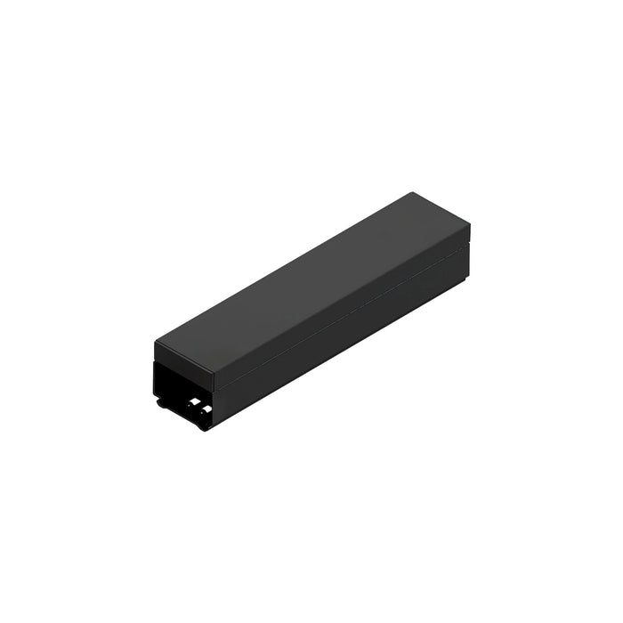 Black metal channel with a sleek finish, designed for mounting and suitable for various applications.