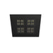 Black recessed LED ceiling light fixture, square, with four light panels.