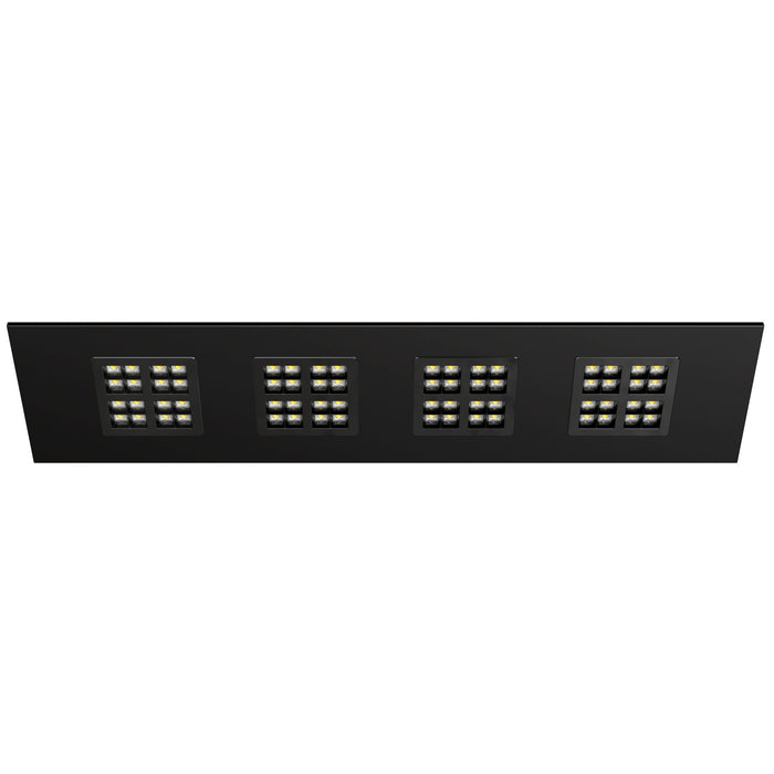 Black recessed LED ceiling light fixture.