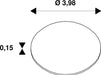 Technical drawing of a white oval disc with dimensions.