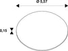 Technical drawing of an oval shape with dimensions 5.57 and 0.15.