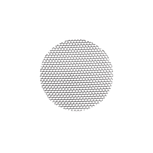 Round black metal honeycomb grid.