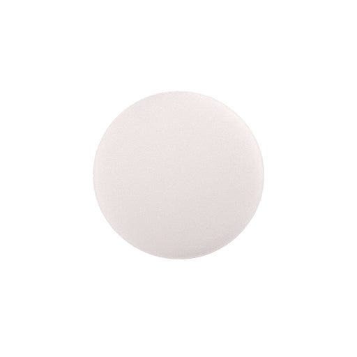 Round white ceiling light fixture with a matte finish.