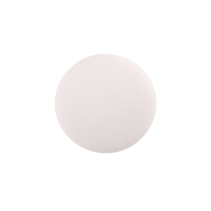 Round white ceiling light fixture with a matte finish.