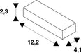 Technical drawing of a rectangular block with dimensions 2.3, 4.1, and 12.2.