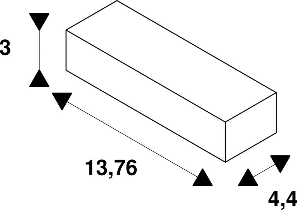 Technical drawing of a rectangular block with dimensions 3, 4.4, and 13.76.