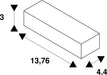 Technical drawing of a rectangular block with dimensions 3, 4.4, and 13.76.