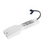 White plastic LED driver with black cable; SELV CB EL model.
