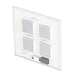 White LED panel light, back view showing wiring and mounting hardware.