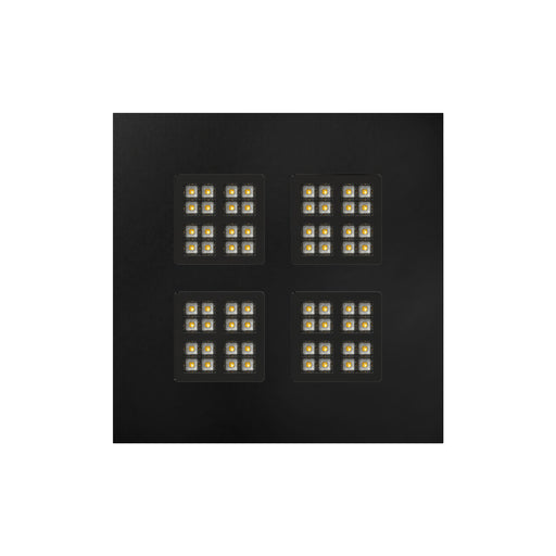 Black square LED panel with four arrays of 16 lights each.