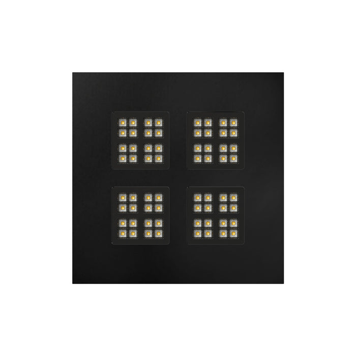 Black square LED panel with four arrays of 16 lights each.
