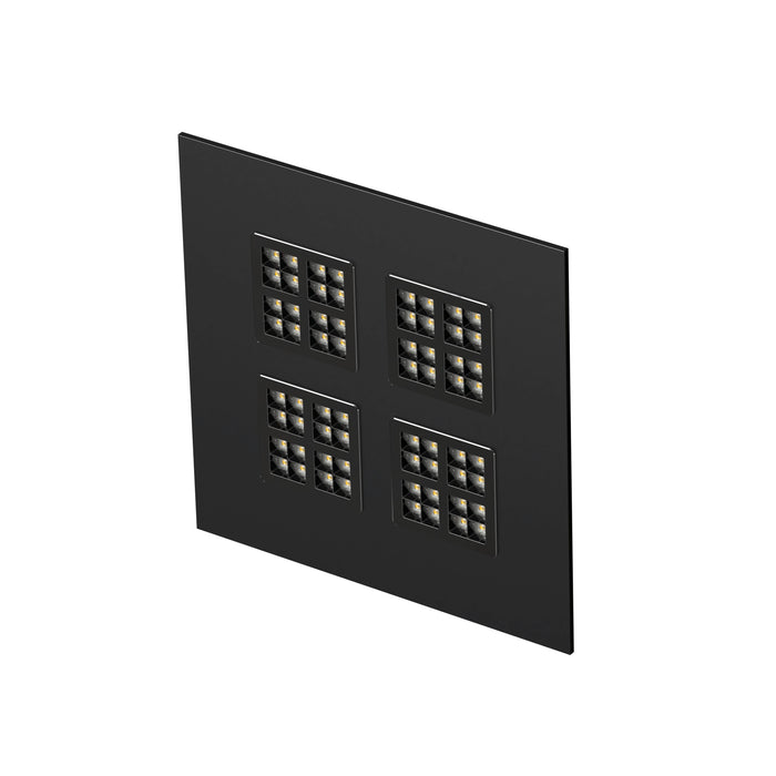 Black recessed LED wall light fixture with square design.