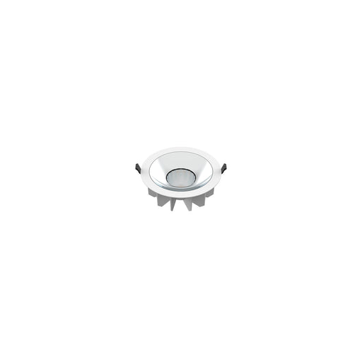 White recessed downlight fixture with a reflective interior.