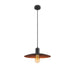 Black metal pendant light fixture with a matte finish and ceiling mount.