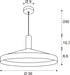 Technical drawing of a pendant light fixture with dimensions.
