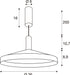 Technical drawing of a pendant light fixture with dimensions.