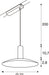 Technical drawing of a track-mounted pendant light fixture with dimensions.