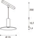 Technical drawing of a ceiling-mounted pendant light fixture with dimensions.