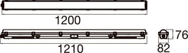 Technical drawing of a 1200mm linear light fixture, showing dimensions.