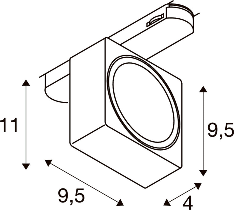 SLV 1010843 EURO CUBE 2 M, 3-phase spotlight, rectangular, 4000K, 14 W, PHASE, 40°, black (MD12)