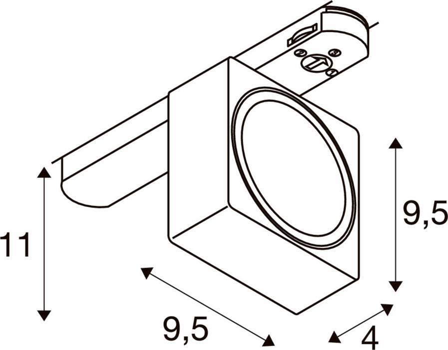 SLV 1010846 EURO CUBE 2 M, 3-phase spotlight, rectangular, 3000K, 14 W, DALI 2, 40°, black (MD12)